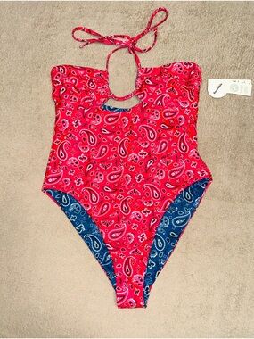 Red Paisley One-Piece Swimsuit